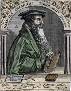 フランスの宗教改革者・作家であるジャン・カルヴァン（1509-1564）の肖像。