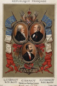 ラザール・カルノの肖像 フランスの政治家（1753-1823）、ヒポライト・カルノ（1801-1888）、サディ・カルノ（フランス共和国大統領）の肖像。