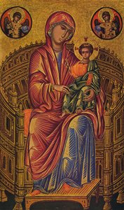 「即位したマドンナと子供」、c1260-1280 作： Unknown Byzantine school