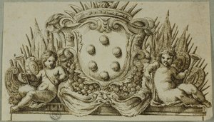 プッティに挟まれたメディチ家の紋章 作： Unknown Italian
