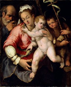 「洗礼者ヨハネと聖家族」、16世紀。 作： Unknown Old Master