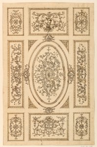 素描、天井のデザイン、1750年頃 作： 無名の画家