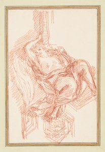 デッサン、翼のある男性像のある天井のディテール、1759-70年頃 作： 無名の画家