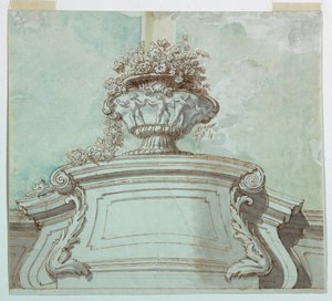 素描、天井の中央パネル、1750-1800年 作： 無名の画家