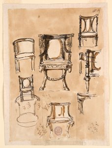 素描、椅子、1780-1790年