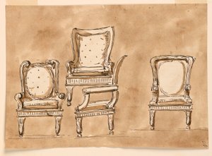 素描、椅子、1780-90年