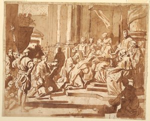 クレメンス11世、姪を修道女にする1700年頃のデッサン