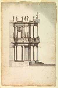 ヴァンヴィテッリによるサン・ジョヴァンニ・イン・ラテラーノのファサードのコンペ図面の模写、1763年、1732年の図面に基づく 作： 無名の画家