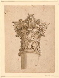デッサン、コンポジット・キャピタルのコーナー・ビュー、1625-1650年 作： 無名の画家