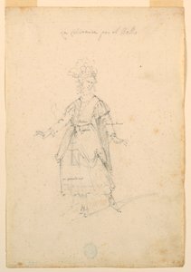 素描、衣装デザイン：バレエの女性歌手、1720年頃