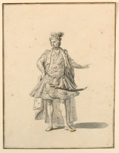 素描、衣装デザイン：1719年、ジュゼッペ・ガッリ・ビビエナ設計による舞台作品のための『ペルシャの王子