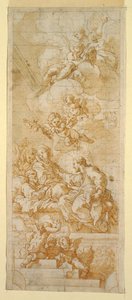 素描、聖ヨセフの死、天井画のための習作、1670-1747年頃