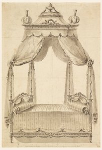 素描、ベッドのデザイン、1785年頃 作： Unknown artistUnknown artist