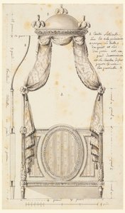素描、ポーランド風ベッドのデザイン、1780年 作： 無名の画家
