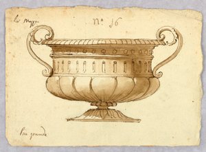 素描、鉢のデザイン、1780-1820年 作： 無名の画家