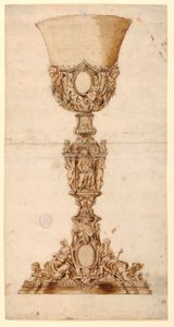 デッサン、聖杯のデザイン、1710-1740年 作： 無名の画家