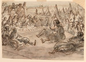 素描「サン・モール陣営のズーヴァーたち」1859年