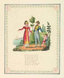 グリーティング・カード「岸に留まって、ああ、私と一緒に...」、1821年頃 作： 無名の画家