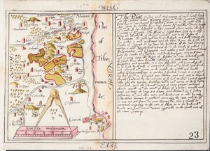 16世紀のアイルランド、リムリック郡の地図、1588年頃（紙、リネン） 作： Unknown artist