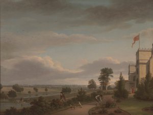 以前はオートランドと特定されていた、川の風景の中のカントリー ハウス 作： Unknown artist