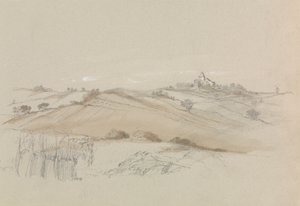 遠くの家のある畑 作： Unknown artist