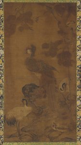 木の下の鳳凰と2羽の鶴 作： Unknown artist