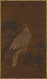 松の枝に白いワシ
