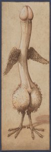 鳥の形をした翼のあるファルス 作： Unknown artist