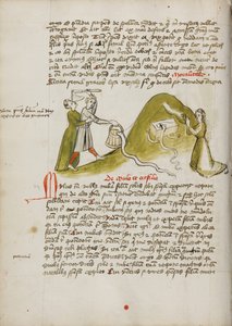 祈る女と近くの丘の蛇、斧で蛇を殺そうとする男 作： Unknown artist