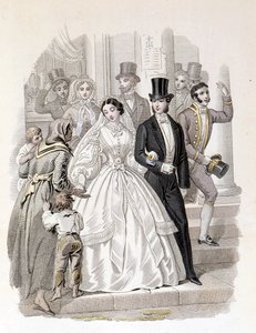 ブルジョワの結婚式、1860年のエングレーヴィング。 作： Unknown artist