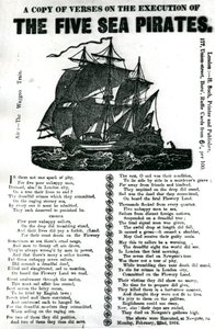 五人の海賊の処刑に関する詩のコピー（1864年頃 作： Unknown artist