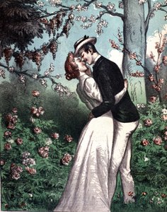 恋人たちが自分たちにキスをしている様子。 作： Unknown artist