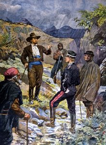 サルデーニャ島の山賊に挑発された国家憲兵。1899. 作： Unknown artist