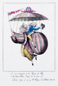 愚行の領域での新しい伝達手段、または1786年の女性のバルーンドレス」。 作： Unknown artist