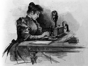 アメリカの発明家サミュエル・フィンリー・ブリース・モース（1791〜1872）が発明した電信機のオペレーター。19世紀に描かれた版画