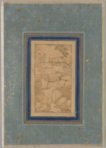 カシフィ (イラン語、1504 年) のカノープスの光 (Anwar-i Suhaili) から、牛を死の天使と間違える女性 作： Unknown artist