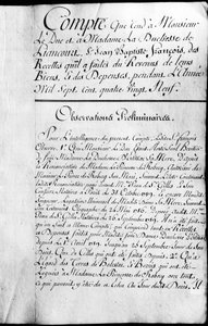 ロシュフーコーリアングール公爵の財産の1789年の会計簿。 作： Unknown artist