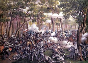 アメリカ分離独立戦争または南北戦争（1861年～1865年）。ウィルダネスの戦いまたはトッズ・タバーンまたはブロック・ロード（バージニア州） 5月05日～07日 作： Unknown artist