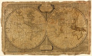婦人針仕事と地理学の若い学生のための世界の概略図 作： Unknown artist
