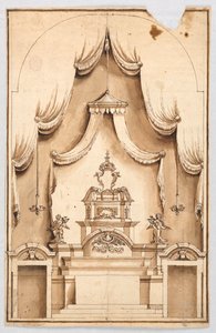 十字架を展示するための構造を持つ祭壇、おそらく聖墳墓 作： Unknown artist
