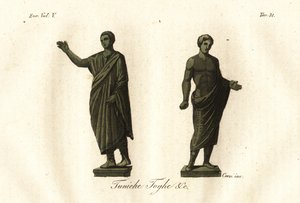 トーガ、チュニック、カルツァーリ（靴）などを身につけた男性を描いた古代エトルリアの彫像 作： Unknown artist