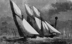 ロイヤル・テムズ・ヨット・クラブの年次レース。1862年のGalateaとSharck、Bibl.des Arts deco. 作： Unknown artist