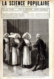 フランスにジャガイモ栽培を広めた薬剤師、アントワーヌ・オーギュスタン・パルマンティエ（1737～1813）が修道女たちに語りかけている様子が「La science populaire」1881年1月20日号に掲載されています。