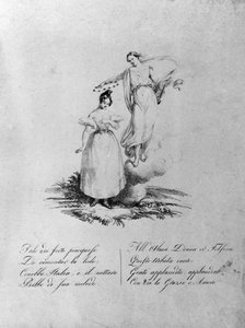 マリブラン（1808-1836）の歌手と呼ばれるマリア・ガルシアの神格化。19世紀のエングレーヴィング。.ミラノ 作： Unknown artist