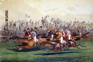 競馬の到着。19世紀のイラスト。 作： Unknown artist