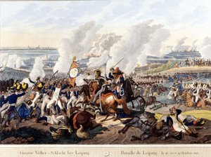 ライプツィヒの戦い（民族間の戦い）1813年10月16日〜19日（彫刻作品 作： Unknown artist
