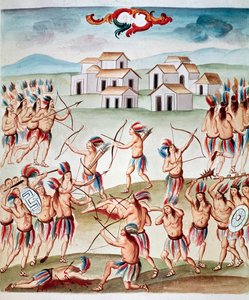 メキシコ、アコルマンの戦闘シーン、待ち伏せ（水彩画、1770～1780年頃