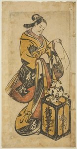 猫と子猫と戯れる美女