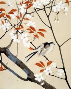 鳥と満開の桜 -日本画・李歐知夢筆 19世紀後半 作： Unknown artist