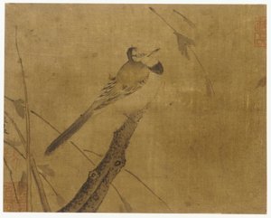 葉のない枝の鳥